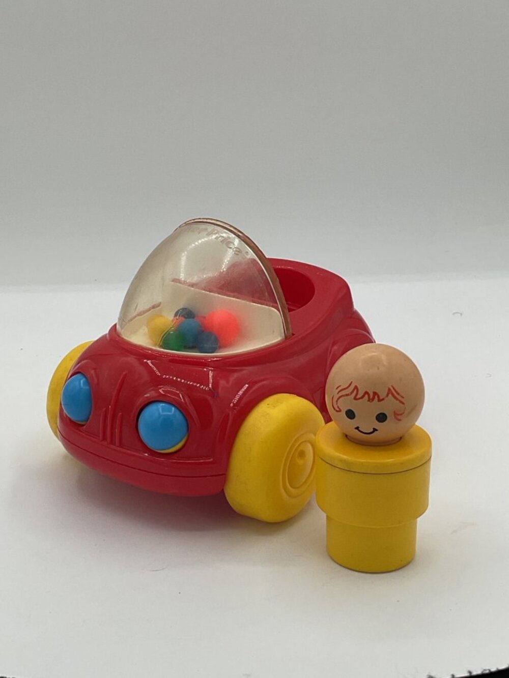 VTG 1992 Fisher Price Poppity Pop Car 1047 Red Ball Popper Toy W Driver Set